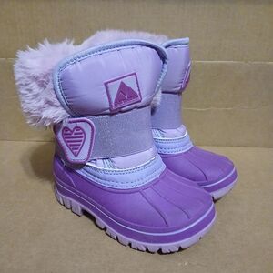 Nova Mountain Toddler Girl Waterproof Snow Winter Boots Purple Fur Size 7